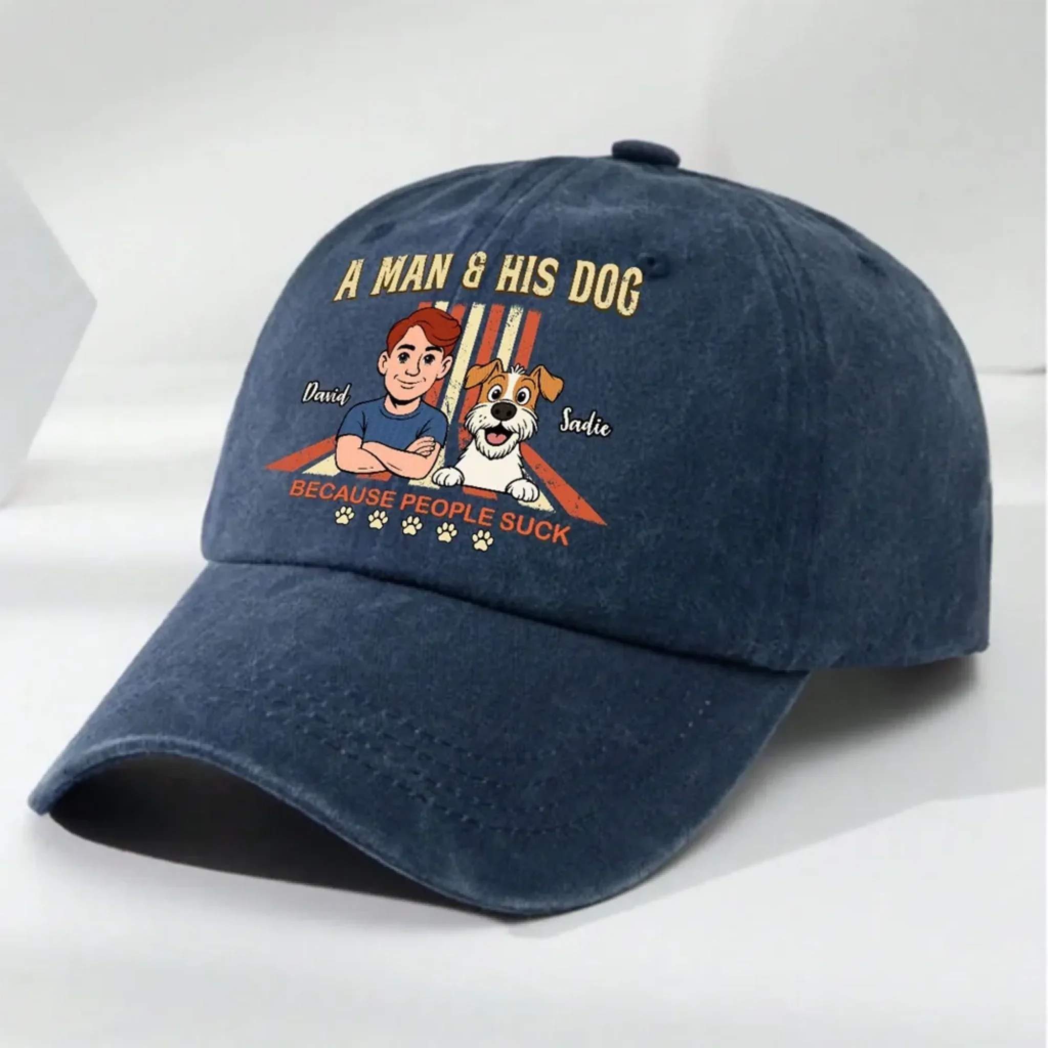 Retro Pup™ Personalized Vintage Denim Cap
