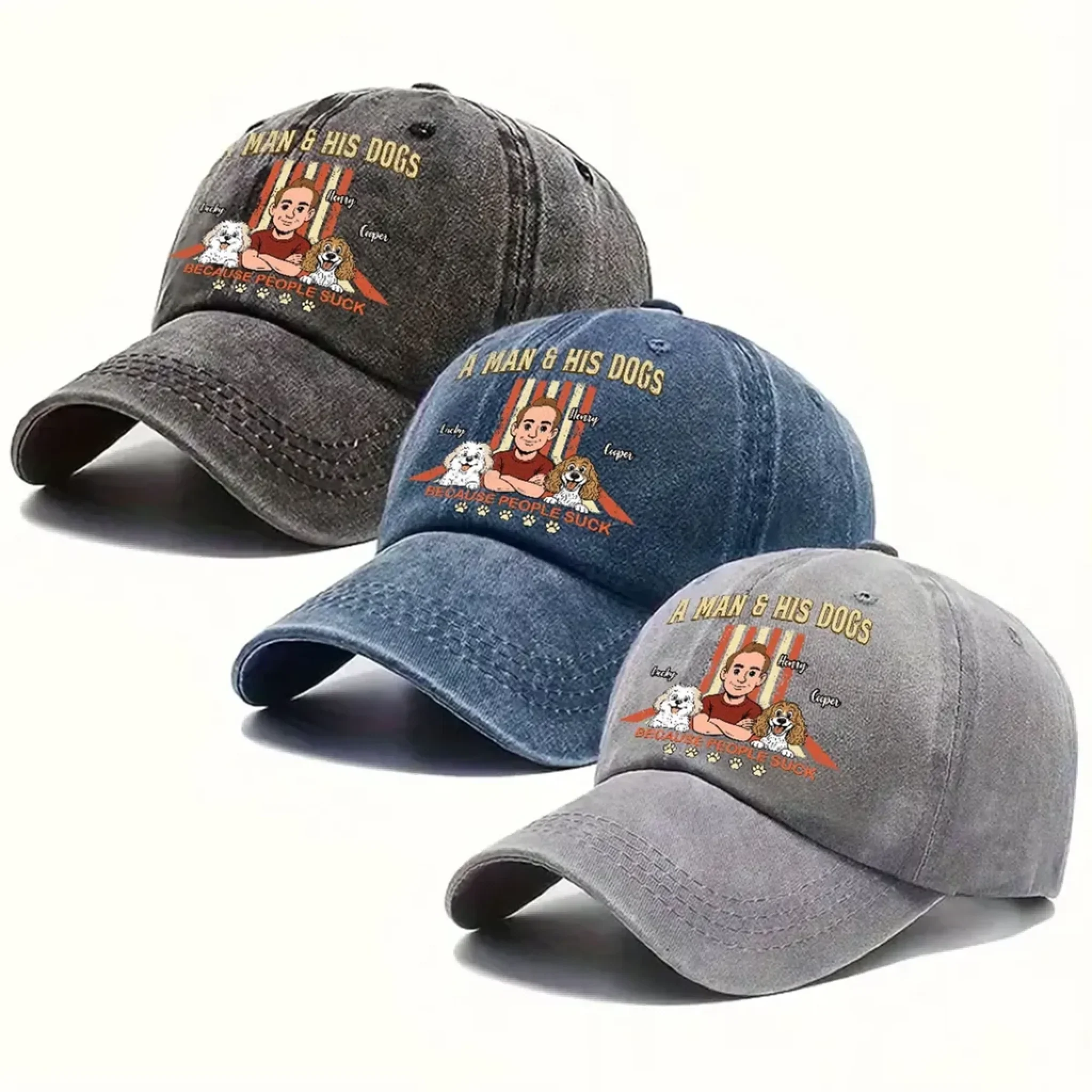 Retro Pup™ Personalized Vintage Denim Cap
